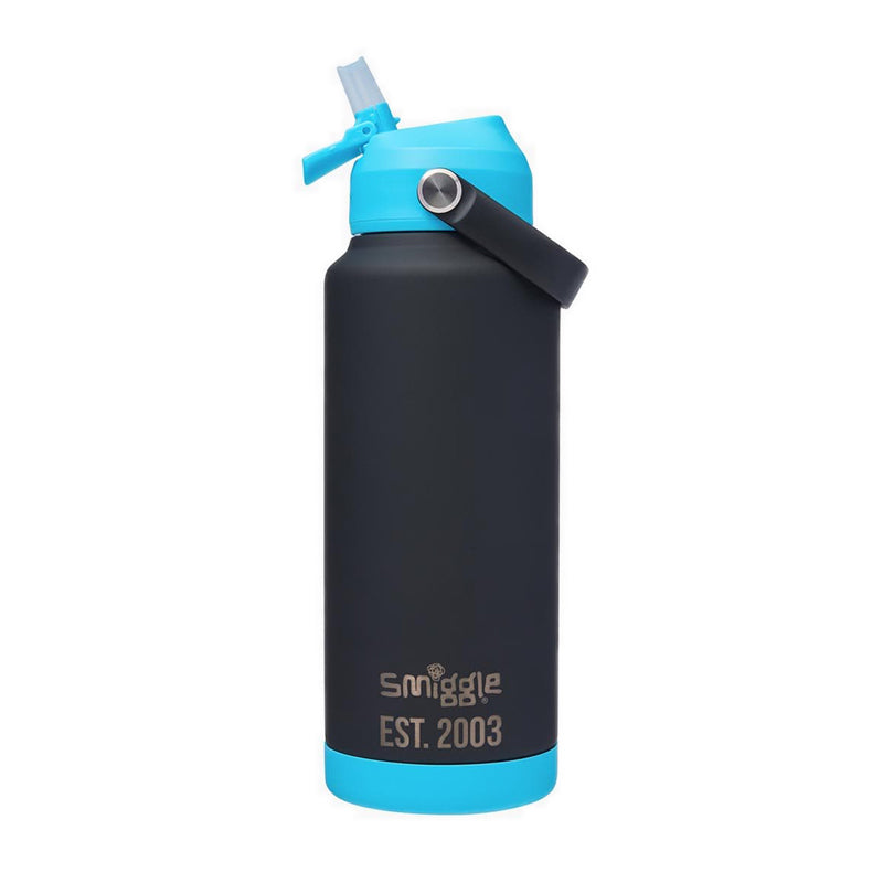 Smiggle Neon Squiggle Stainless Steel Drink Bottle 1L - IGL456584BLK