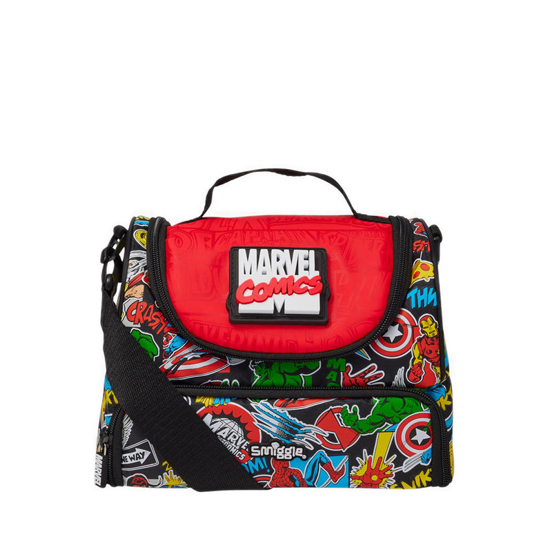 Smiggle Marvel Large Double Compartment Lunchbox With Strap - IGL457767BLK
