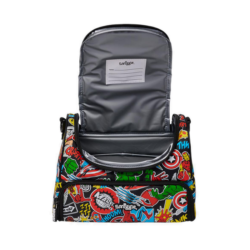 Smiggle Marvel Large Double Compartment Lunchbox With Strap - IGL457767BLK
