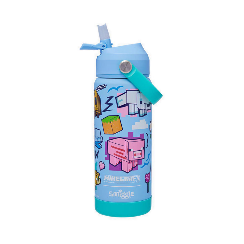 Smiggle Minecraft Squiggle Insulated Stainless Steel Drink Bottle 550Ml - IGL459416LBL