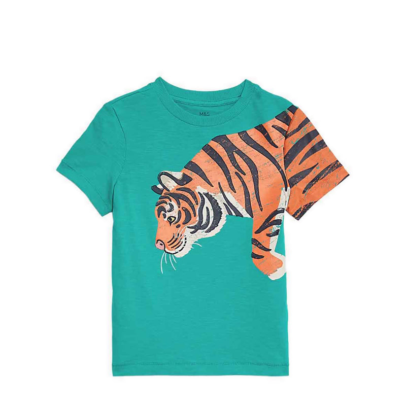 Marks & Spencer Pure Cotton Tiger Graphic T-Shirt - MSP1329E-T88