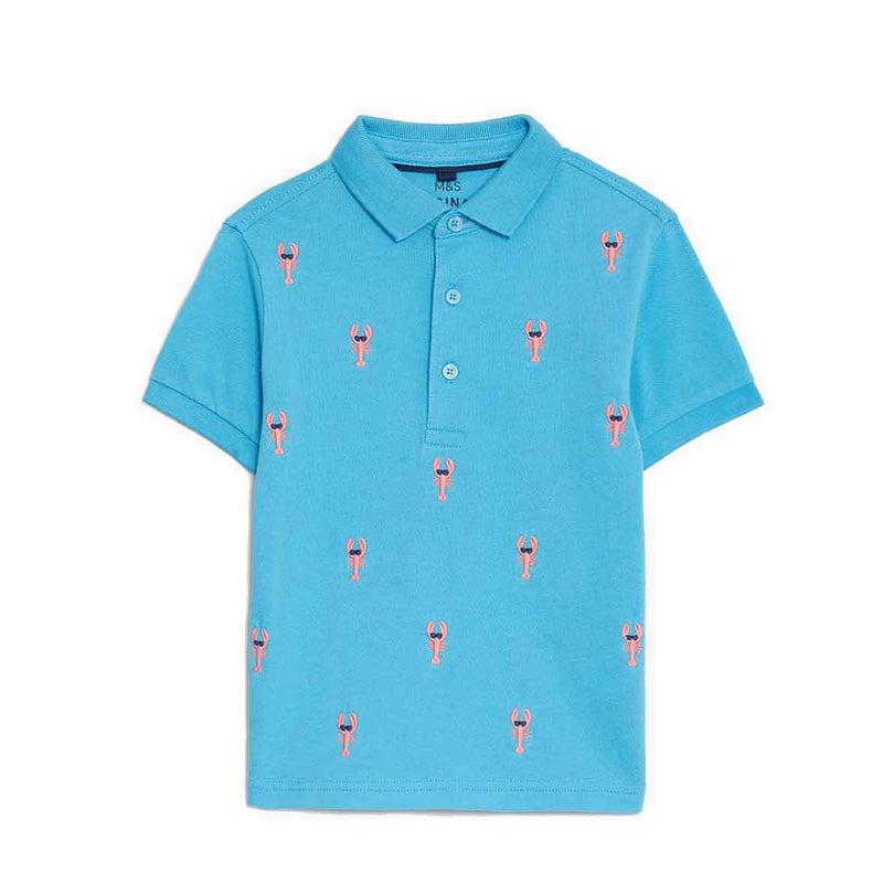 Marks & Spencer Pure Cotton Lobster Embroidered Polo Shirt - MSP1329L-T88