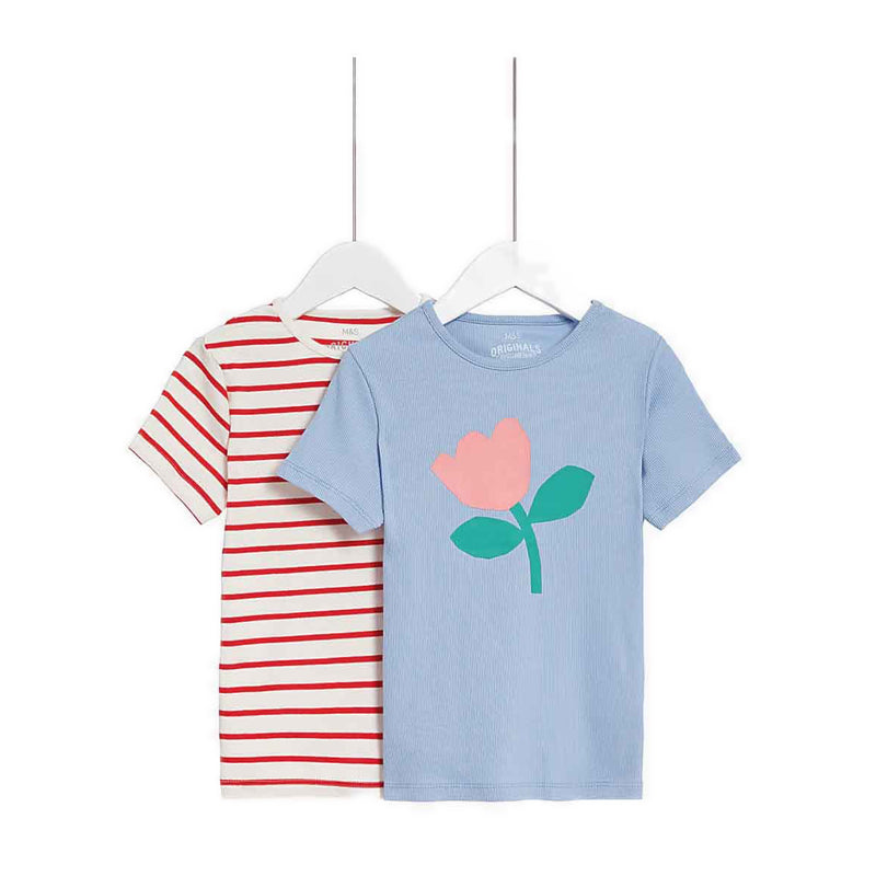 Marks & Spencer 2pk Cotton Rich Printed T-Shirts - MSP2305T-T77