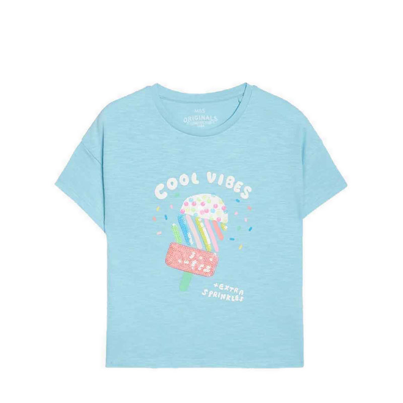 Marks & Spencer Pure Cotton Reversible Sequin T-Shirt - MSP2339ET77B