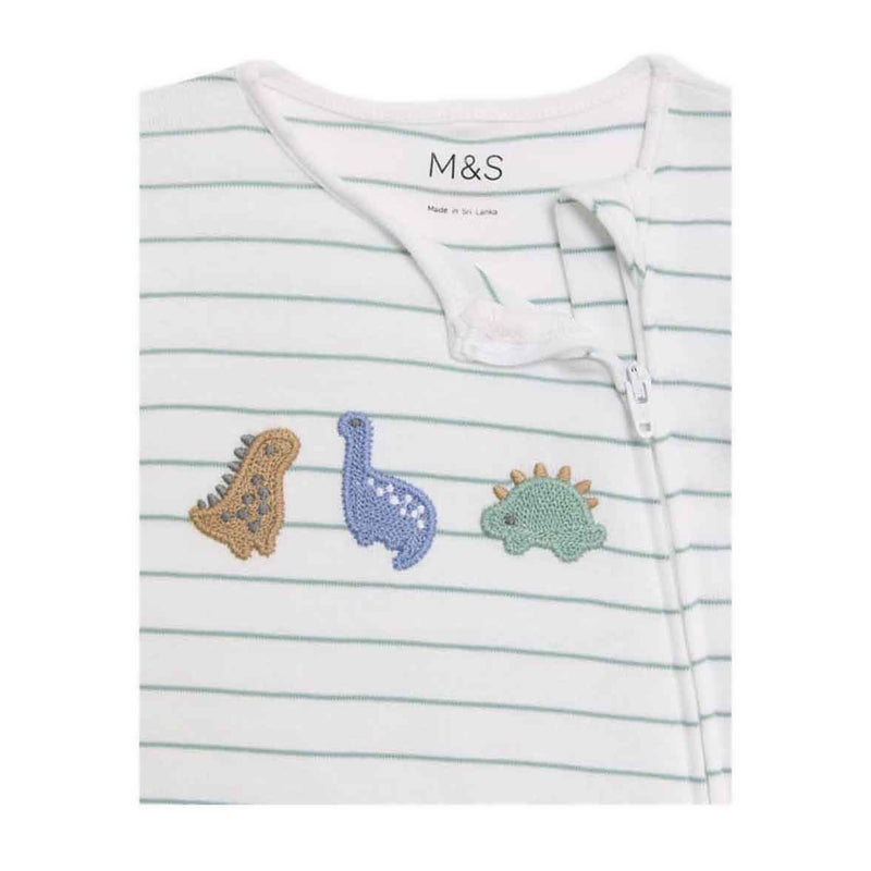 Marks & Spencer 2pk Pure Cotton Dinosaur Sleepsuits - MSP4400S-T92