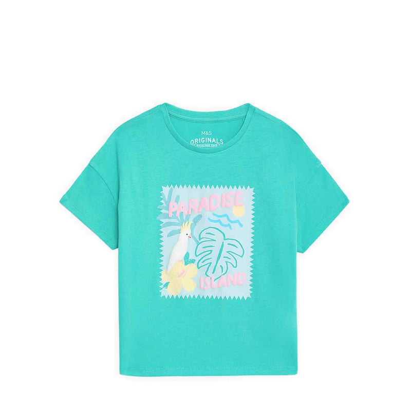 Marks & Spencer Pure Cotton Slogan T-Shirt - MSP4985BT77A