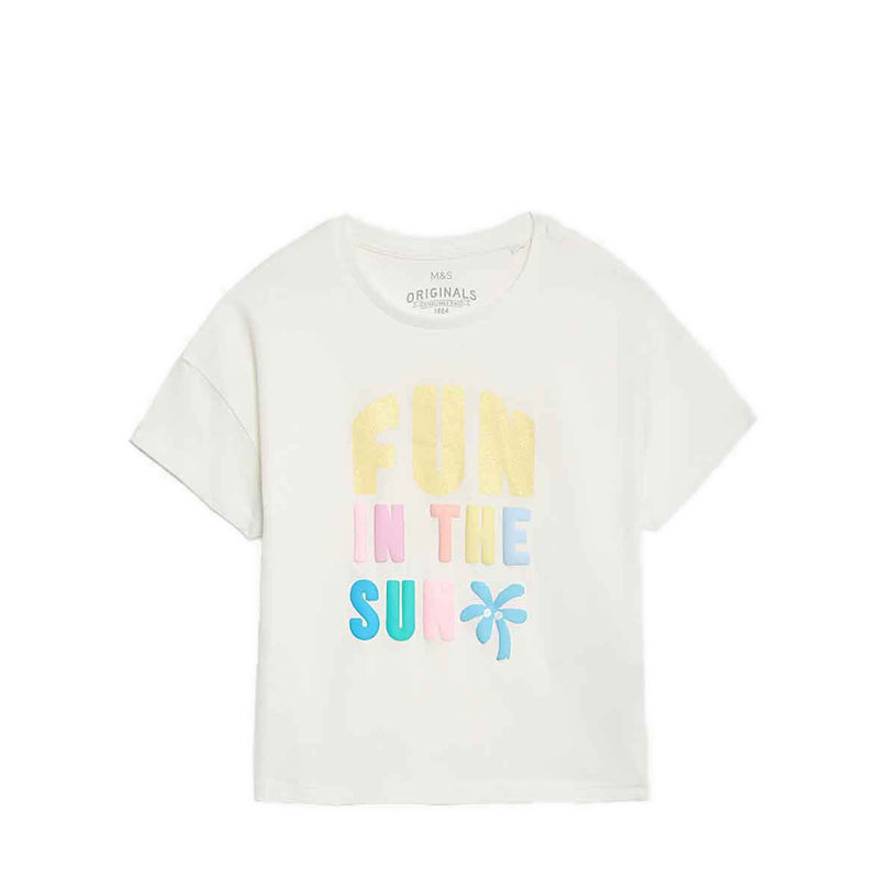 Marks & Spencer Pure Cotton Slogan T-Shirt - MSP4985BT77B