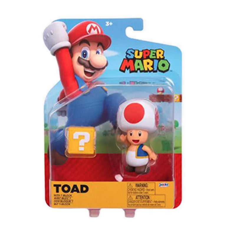 Nitendo Super Mario Nitendo 4In Fig Red Toad W Q Bloc - NTM41782I