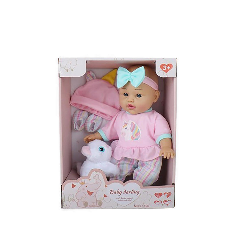 BABY DOLL 12INCH SOFT DOLL WITH CAT - BD1LF100