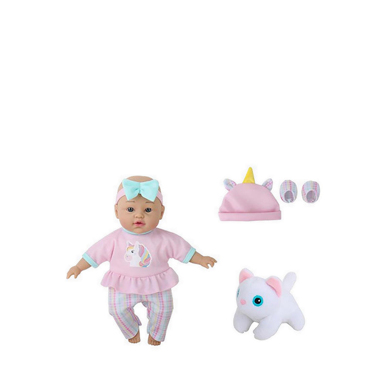 BABY DOLL 12INCH SOFT DOLL WITH CAT - BD1LF100