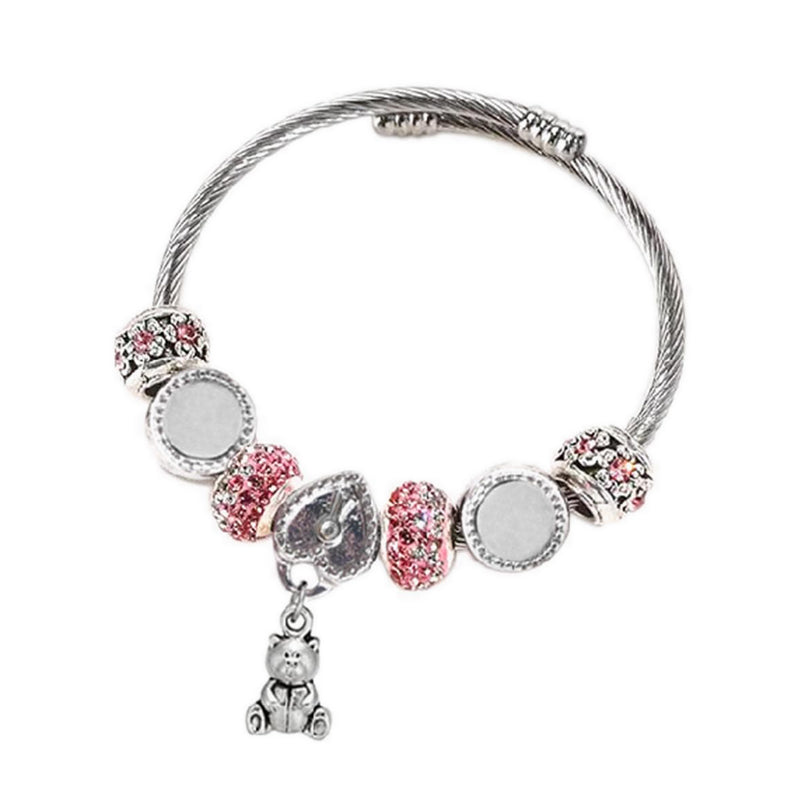 Glimmer Glam Bracelet Bear N Pink Charm - GLJHWB272453