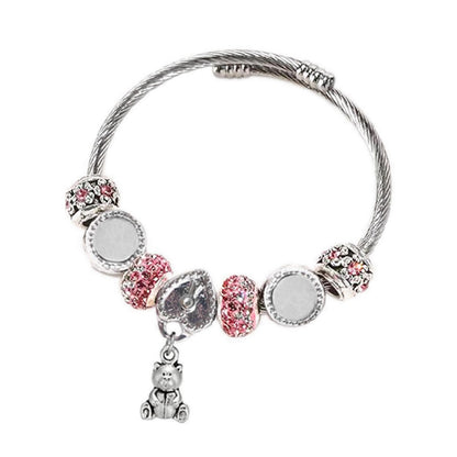 Glimmer Glam Bracelet Bear N Pink Charm - GLJHWB272453