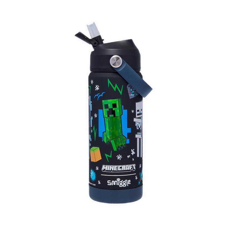 Smiggle Minecraft Squiggle Insulated Stainless Steel Drink Bottle 550Ml - IGL459416BLK