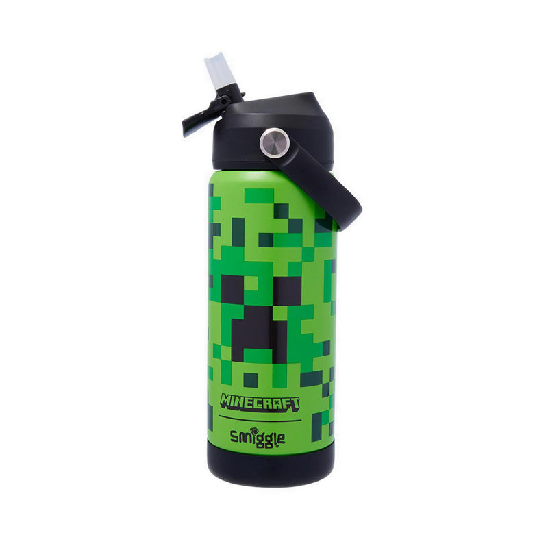 Smiggle Minecraft Squiggle Insulated Stainless Steel Drink Bottle 550Ml - IGL459416GRN