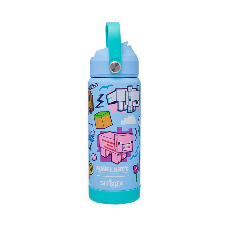 Smiggle Minecraft Squiggle Insulated Stainless Steel Drink Bottle 550Ml - IGL459416LBL