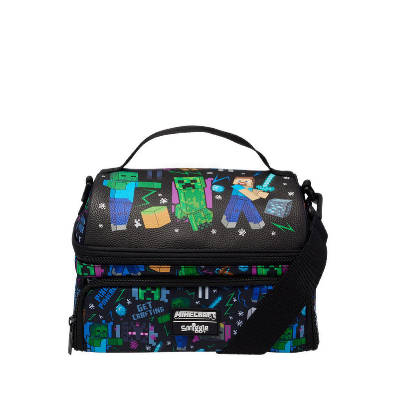 Smiggle Minecraft Dual Compartment Lunchbag with Strap  - IGL459467BLK