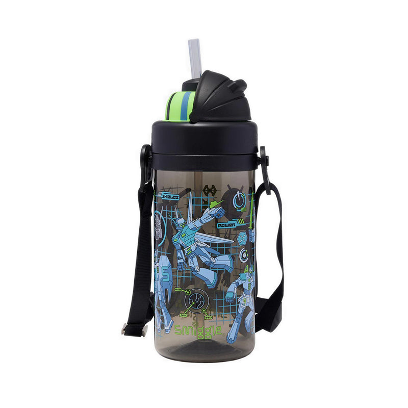 Smiggle Weekend Teeny Tiny Plastic Drink bottle With Detachable Strap 400Ml - IGL459609BLK
