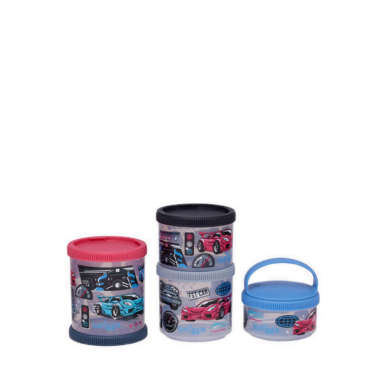 Smiggle Aspire Snack N Stack Large Snack Containers x4 - IGL459699BLK