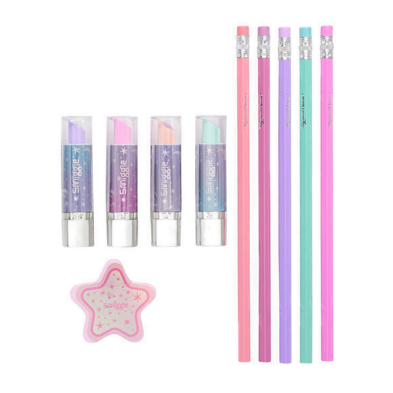 Smiggle Team Up Pencil & Eraser Set - IGL479516PNK