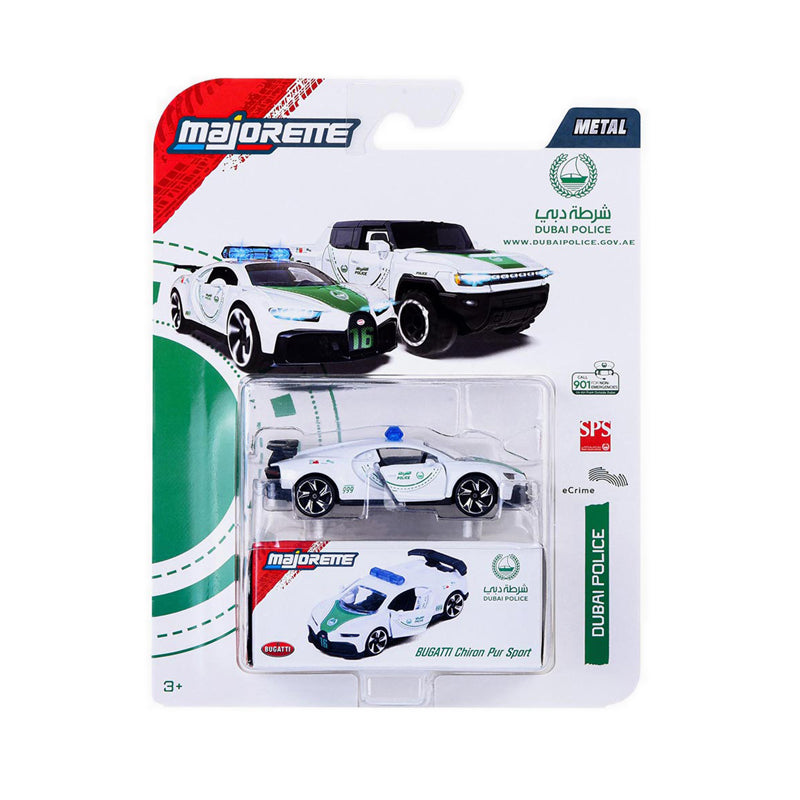 MAJORETTE BUGATTI CHIRON PUR SPORT SOS DUBAI POLICE 2025