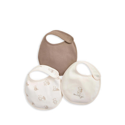 Mamas & Papas Bear Print & Embroidered Bibs (Pack of 3) - MPSS41GK4A
