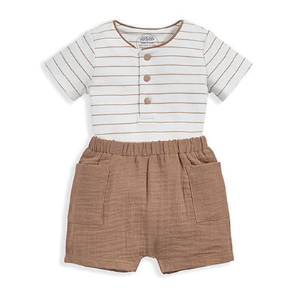 Mamas & Papas 2pc Stripe B/Suit & Short - MPSS42LE1W