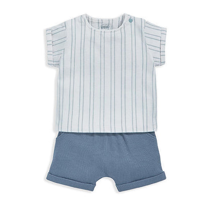 Mamas & Papas 2pc Stripe T-Shirt & Short - MPSS42LE1X