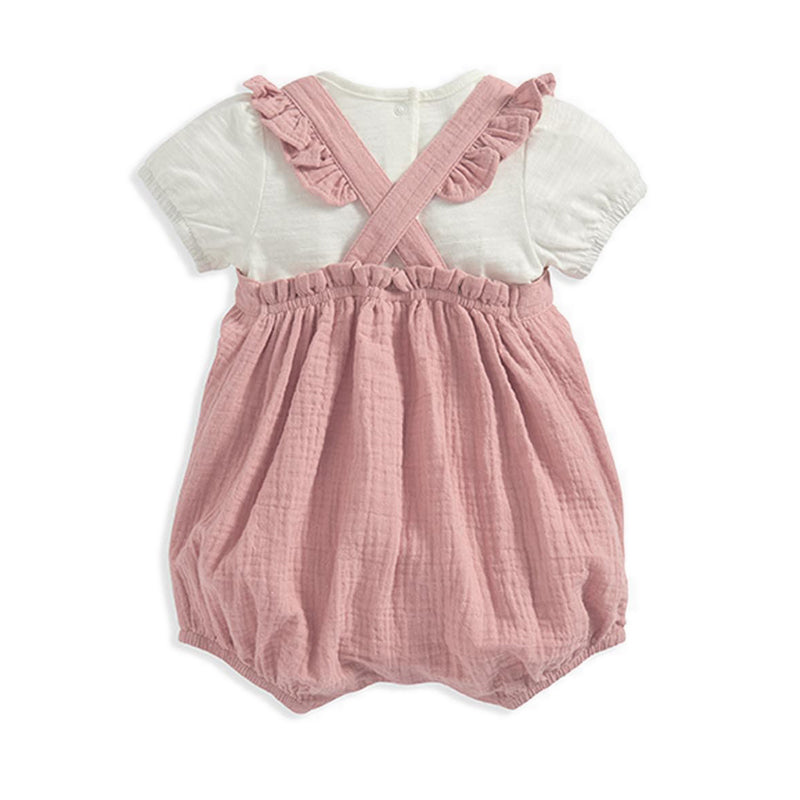Mamas & Papas Embroidered Dungarees & Bodysuit Set - Pink - MPSS42LG1Q