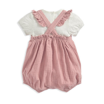 Mamas & Papas Embroidered Dungarees & Bodysuit Set - Pink - MPSS42LG1Q
