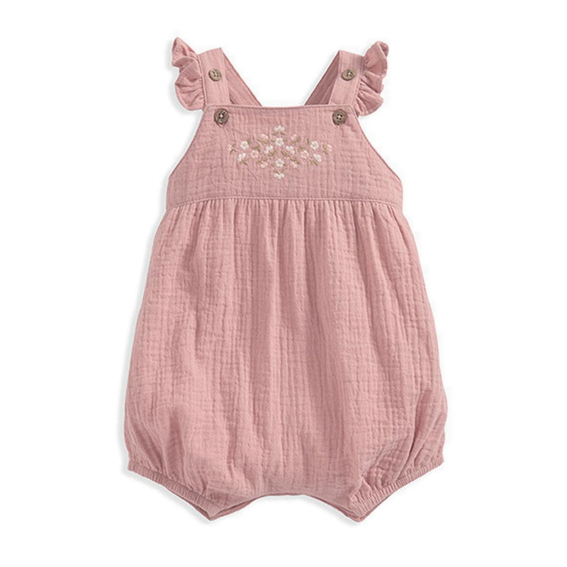 Mamas & Papas Embroidered Dungarees & Bodysuit Set - Pink - MPSS42LG1Q