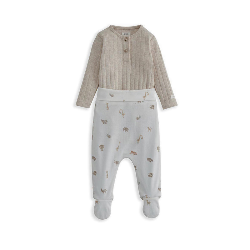 Mamas & Papas Ribbed Safari Bodysuit & Leggings Set - MPSS42LJ4S
