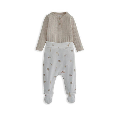 Mamas & Papas Ribbed Safari Bodysuit & Leggings Set - MPSS42LJ4S