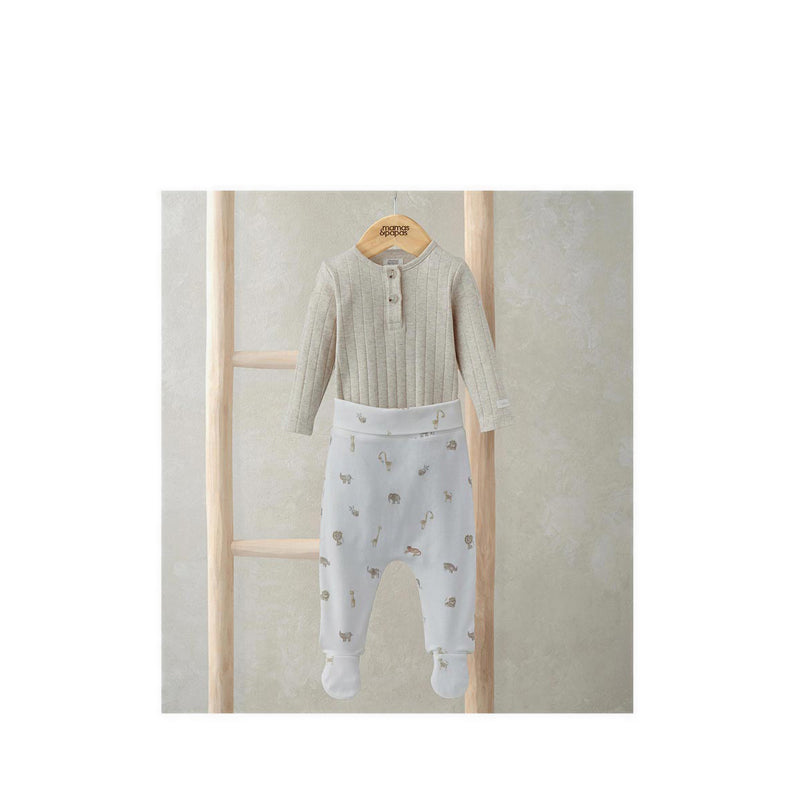 Mamas & Papas Ribbed Safari Bodysuit & Leggings Set - MPSS42LJ4S