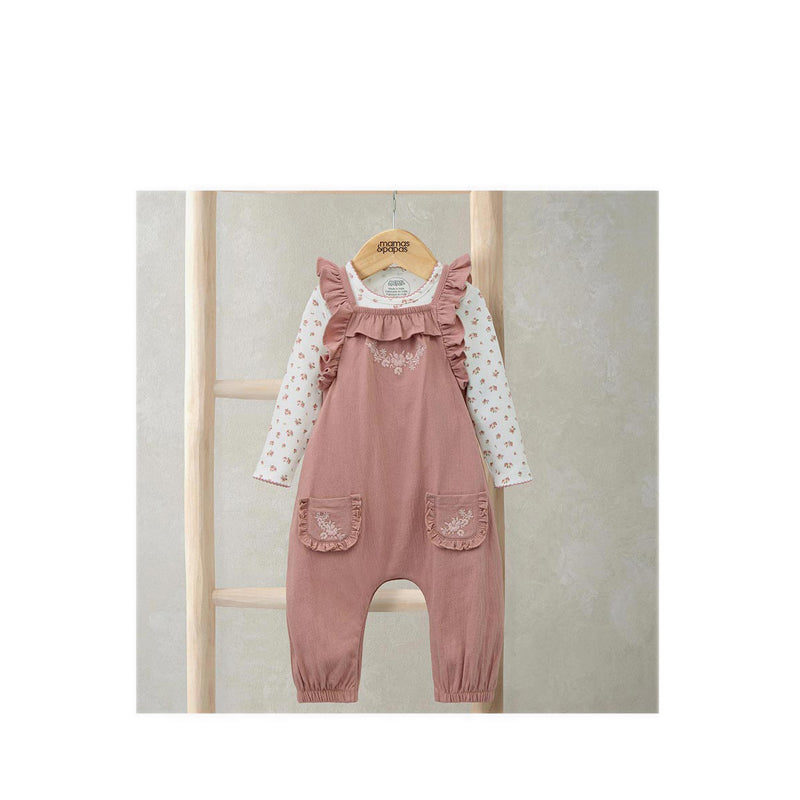 Mamas & Papas Embroidered Dungarees & Bodysuit Set - MPSS42LK4Y
