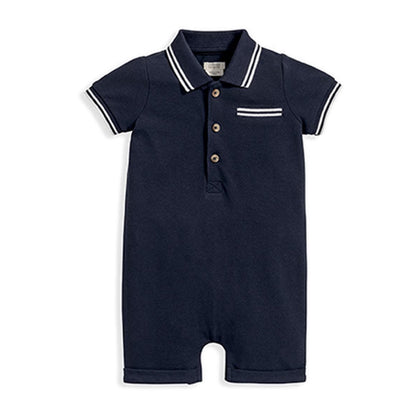 Mamas & Papas Navy Pique Polo Romper - MPSS536C3K