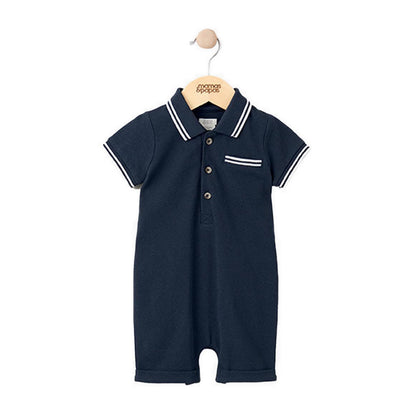 Mamas & Papas Navy Pique Polo Romper - MPSS536C3K
