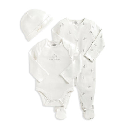 Mamas & Papas Bunny Sleepsuit Bodysuit & Hat - MPSS685H1R