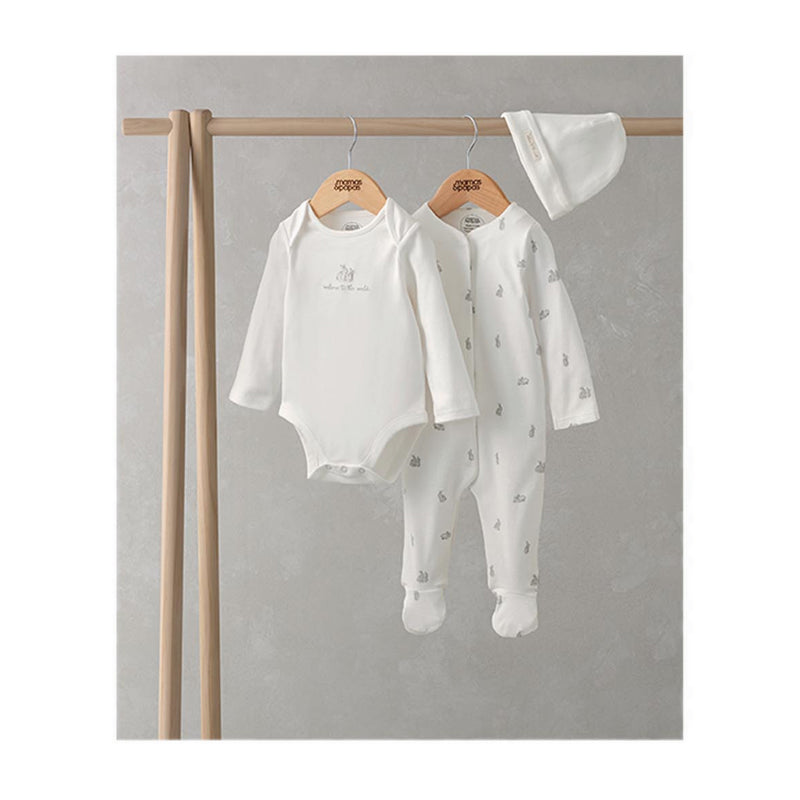 Mamas & Papas Bunny Sleepsuit Bodysuit & Hat - MPSS685H1R