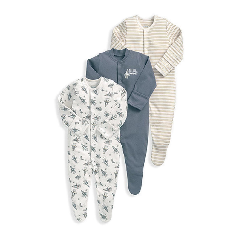 Mamas & Papas 3 Pack Universe Sleepsuits - MPSS79FB3K