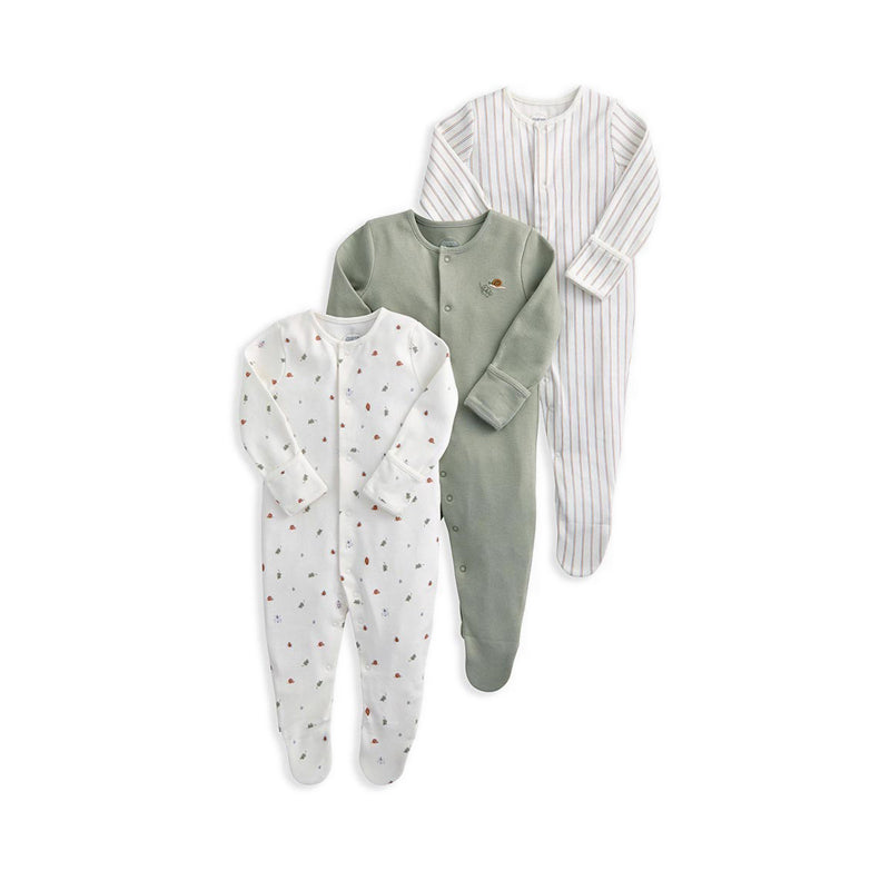 Mamas & Papas Sleepsuits (Pack of 3) - Outdoor Stripe - MPSS79FK5N