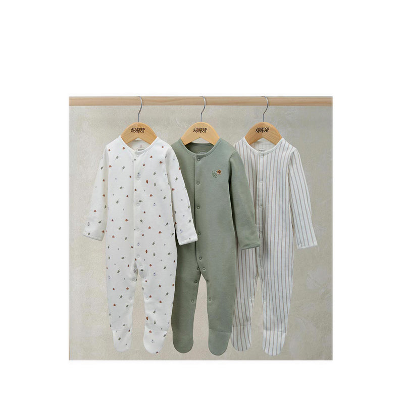Mamas & Papas Sleepsuits (Pack of 3) - Outdoor Stripe - MPSS79FK5N