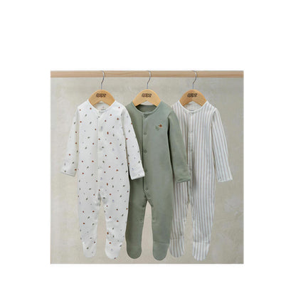 Mamas & Papas Sleepsuits (Pack of 3) - Outdoor Stripe - MPSS79FK5N