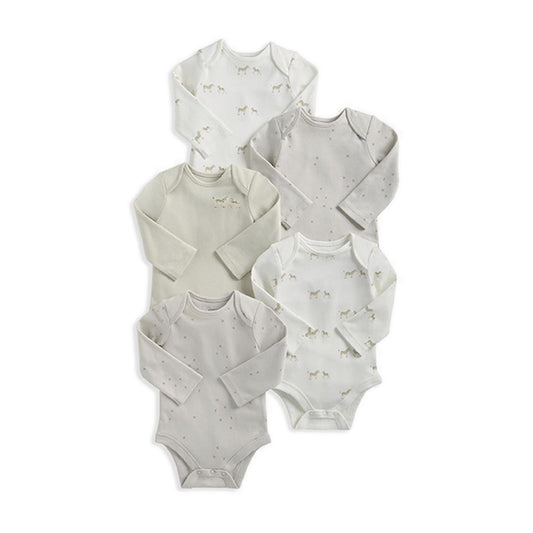 Mamas & Papas Wild Animals Long Sleeve Bodysuits (Pack of 5) - MPSS79GHD7