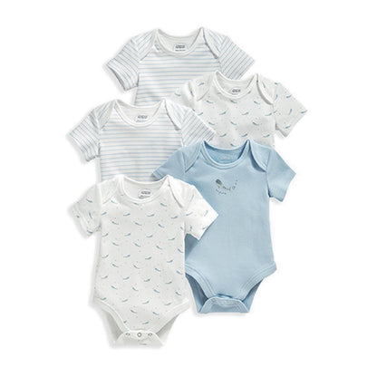 Mamas & Papas Whales Bodysuits (Set of 5) - Blue - MPSS79GUX8