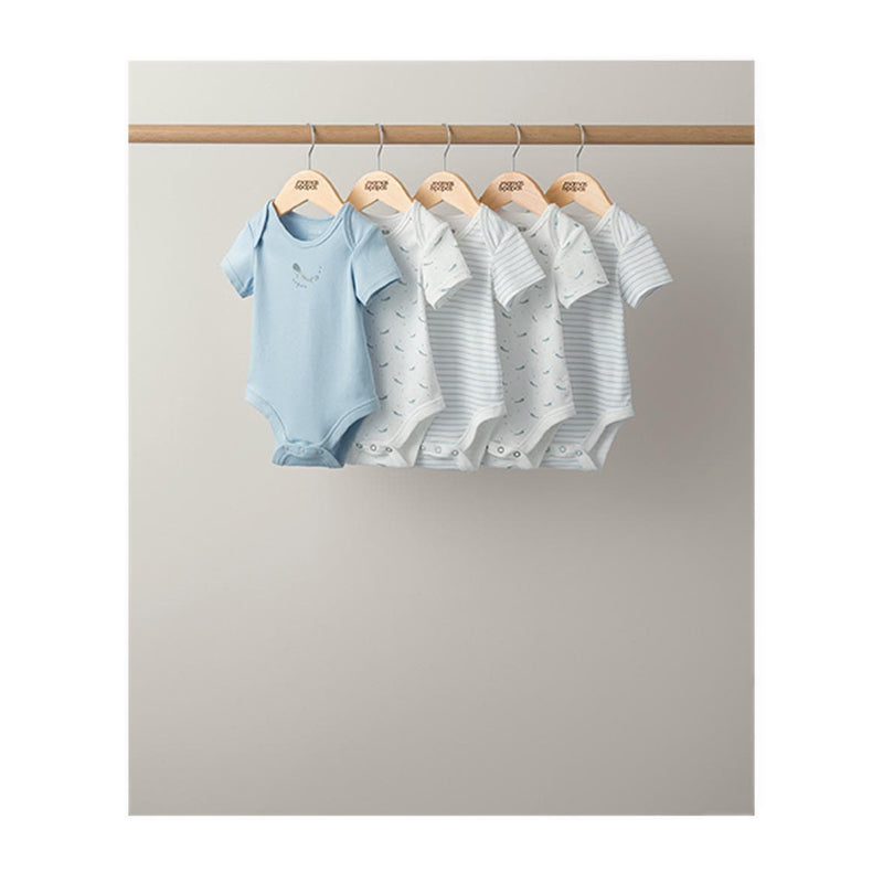Mamas & Papas Whales Bodysuits (Set of 5) - Blue - MPSS79GUX8