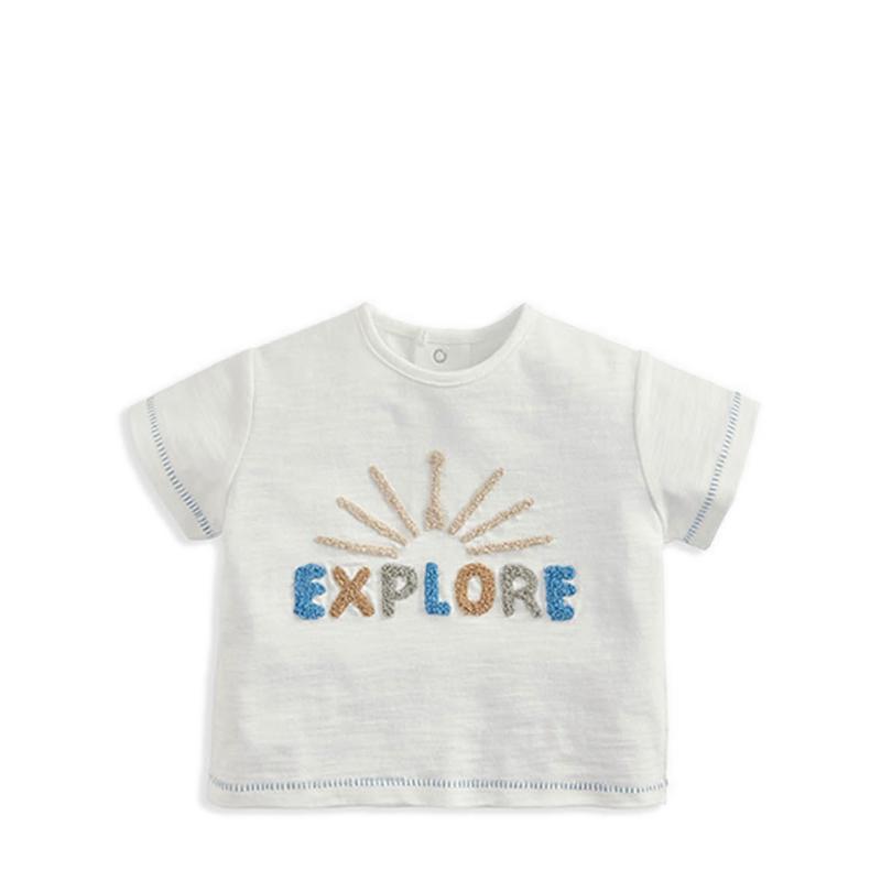 Mamas & Papas Explore T-Shirt - White - MPSS81MH4U