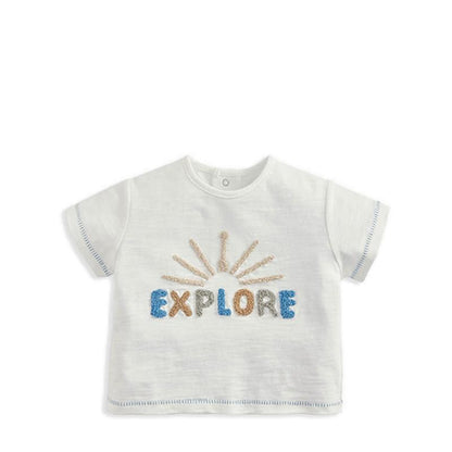 Mamas & Papas Explore T-Shirt - White - MPSS81MH4U