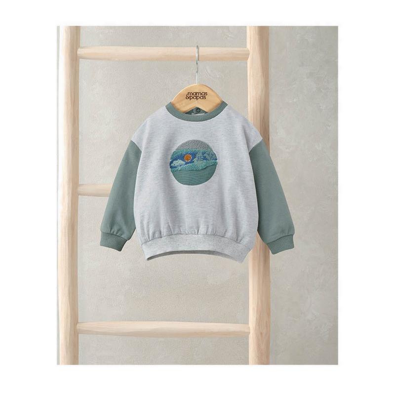 Mamas & Papas Boucle Detail Sweatshirt - Blue - MPSS94OH5G