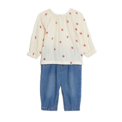 Marks & Spencer 2pc Cotton Rich Strawberry Outfit - MSP2287A-T78