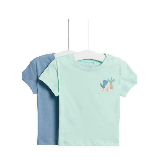 Marks & Spencer 2pk Pure Cotton Dinosaur T-Shirts - MSP4247B-T78